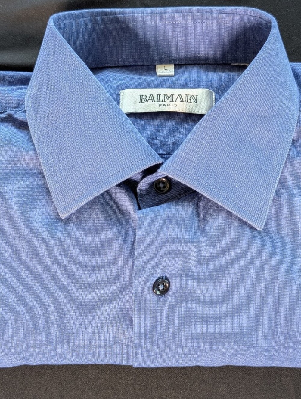 Balmain Paris Men's Blue Long Sleeve Dress Shirt Size Large